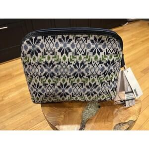 Bonfanti Patterned knit fabric and leather cosmetics bag